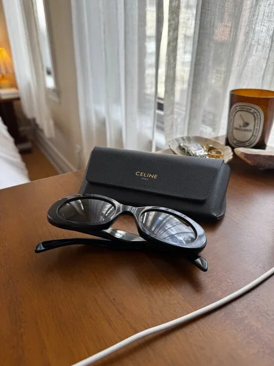 Celine Triomphe Sunglasses (Oval) in Black - Picture 7 of 8